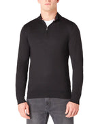 Remus Uomo Long Sleeve Half Zip Sweater Merino Blend Black