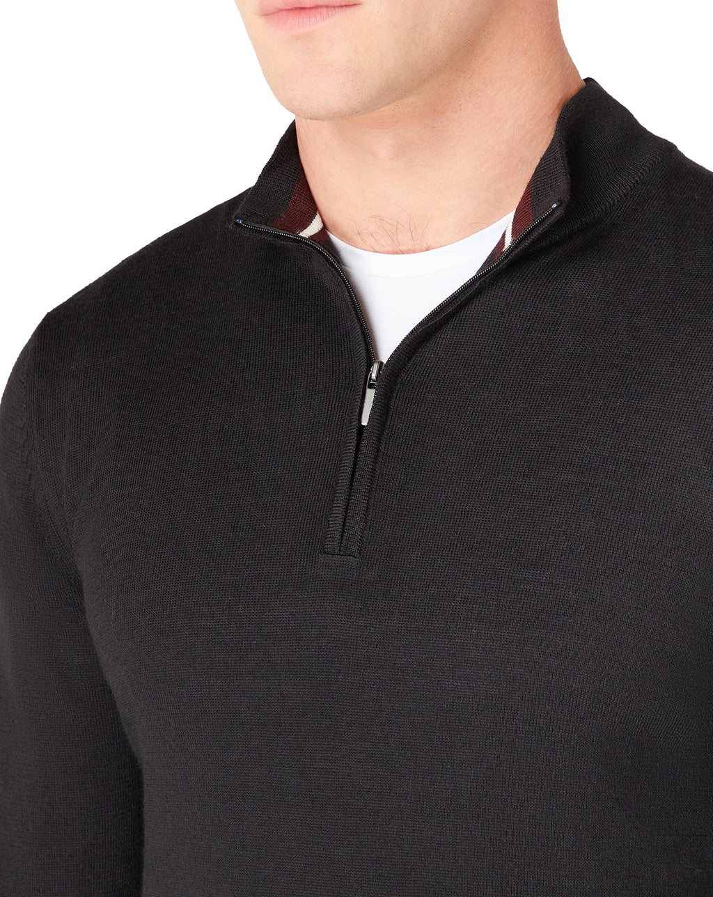 Remus Uomo Long Sleeve Half Zip Sweater Merino Blend Black