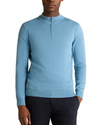 Remus Uomo 1/4 Zip Crew Neck Sweater Pale Blue