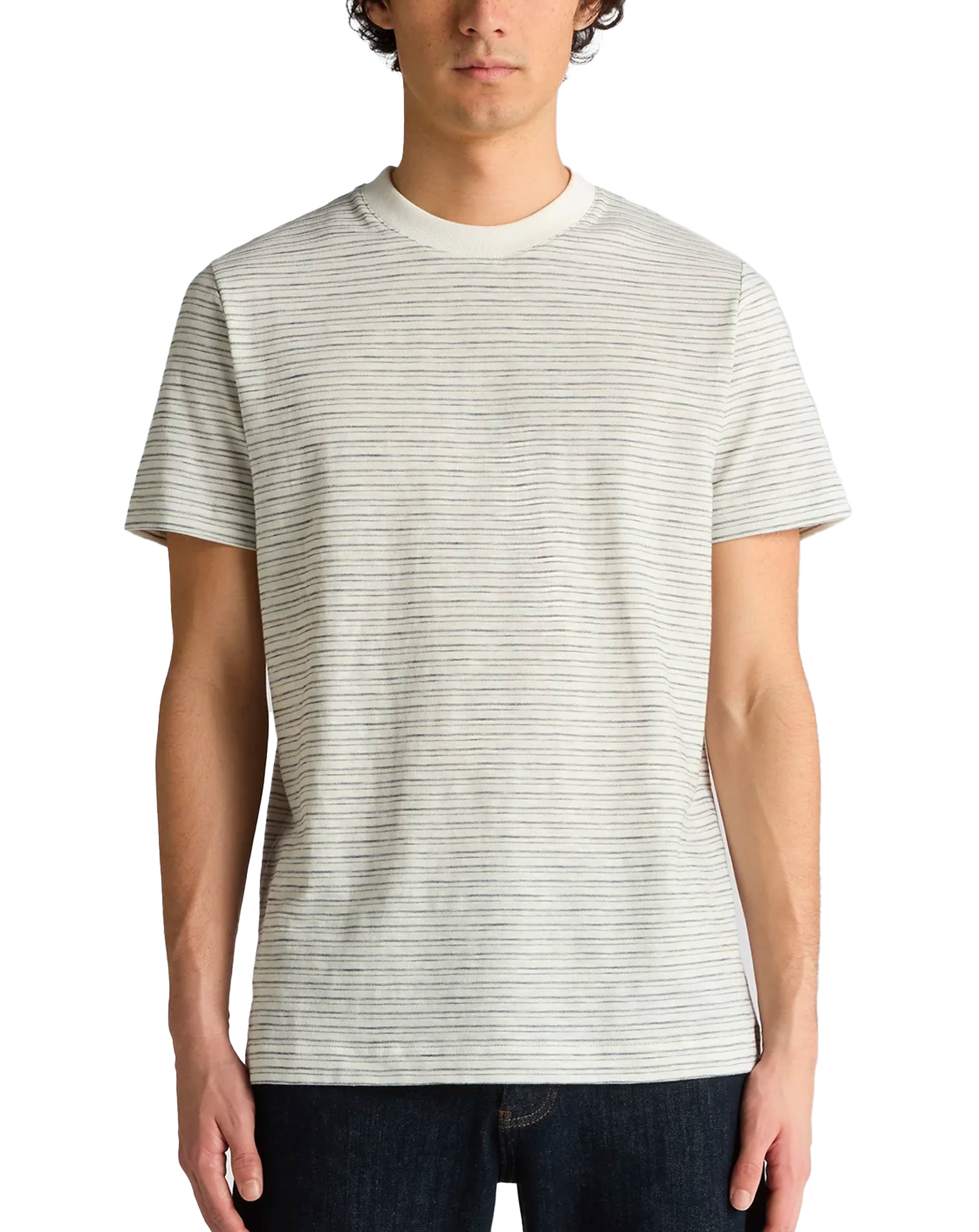 Remus Uomo Cotton Stripe T-Shirt Stone/Navy