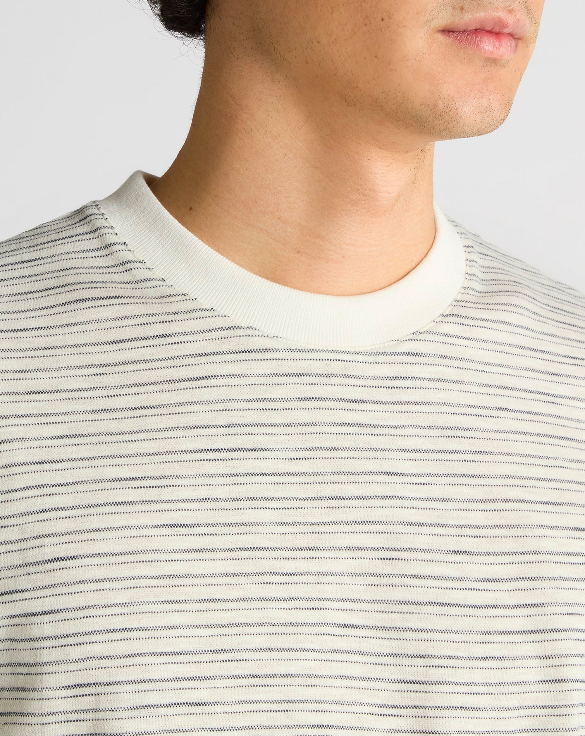 Remus Uomo Cotton Stripe T-Shirt Stone/Navy