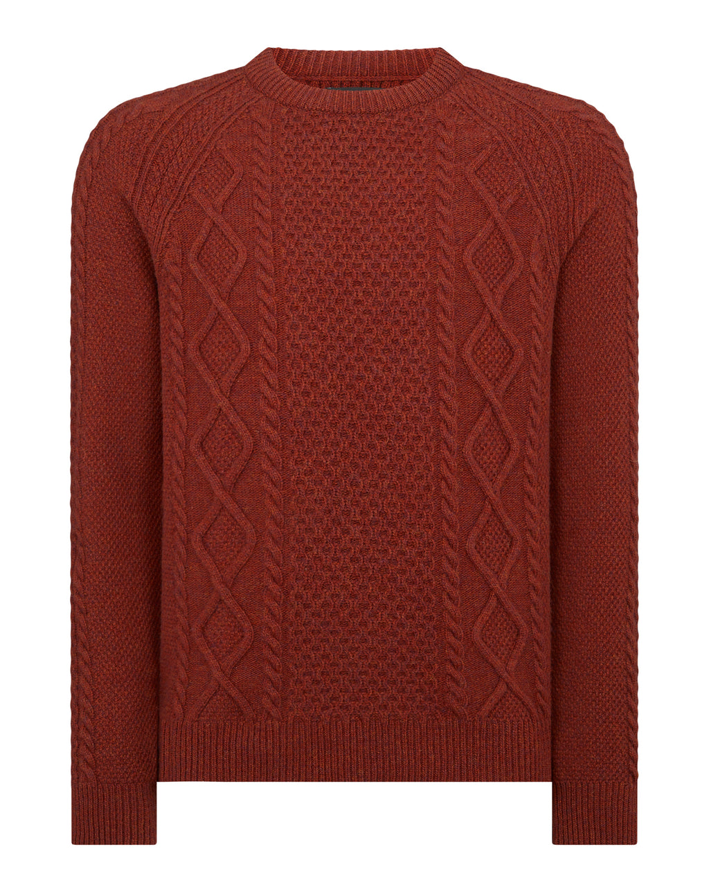 Remus Uomo Crew Neck Chunky Sweater Rust