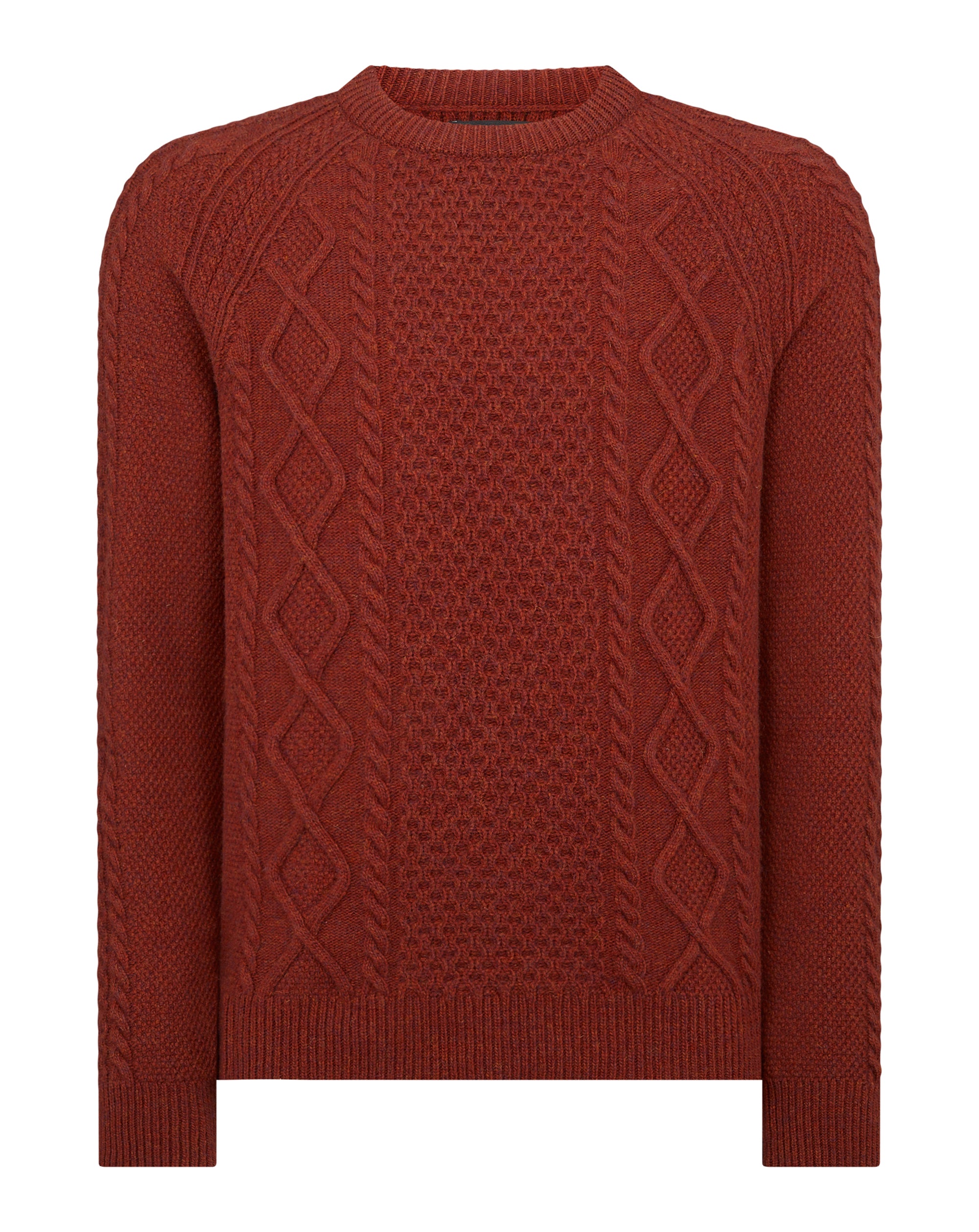 Remus Uomo Crew Neck Chunky Sweater Rust