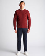 Remus Uomo Crew Neck Chunky Sweater Rust