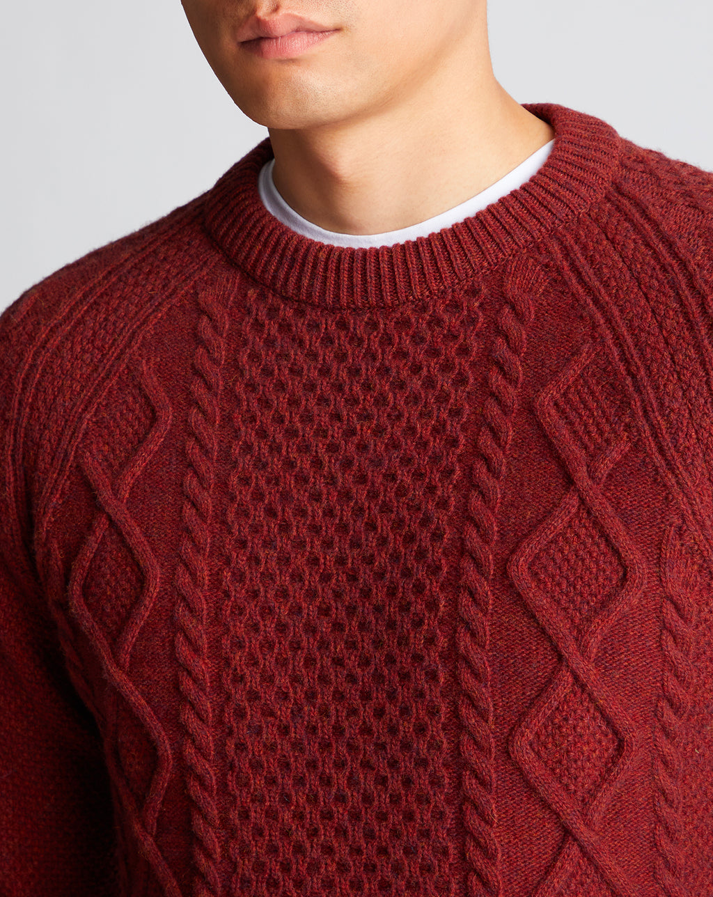 Remus Uomo Crew Neck Chunky Sweater Rust