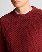 Remus Uomo Crew Neck Chunky Sweater Rust