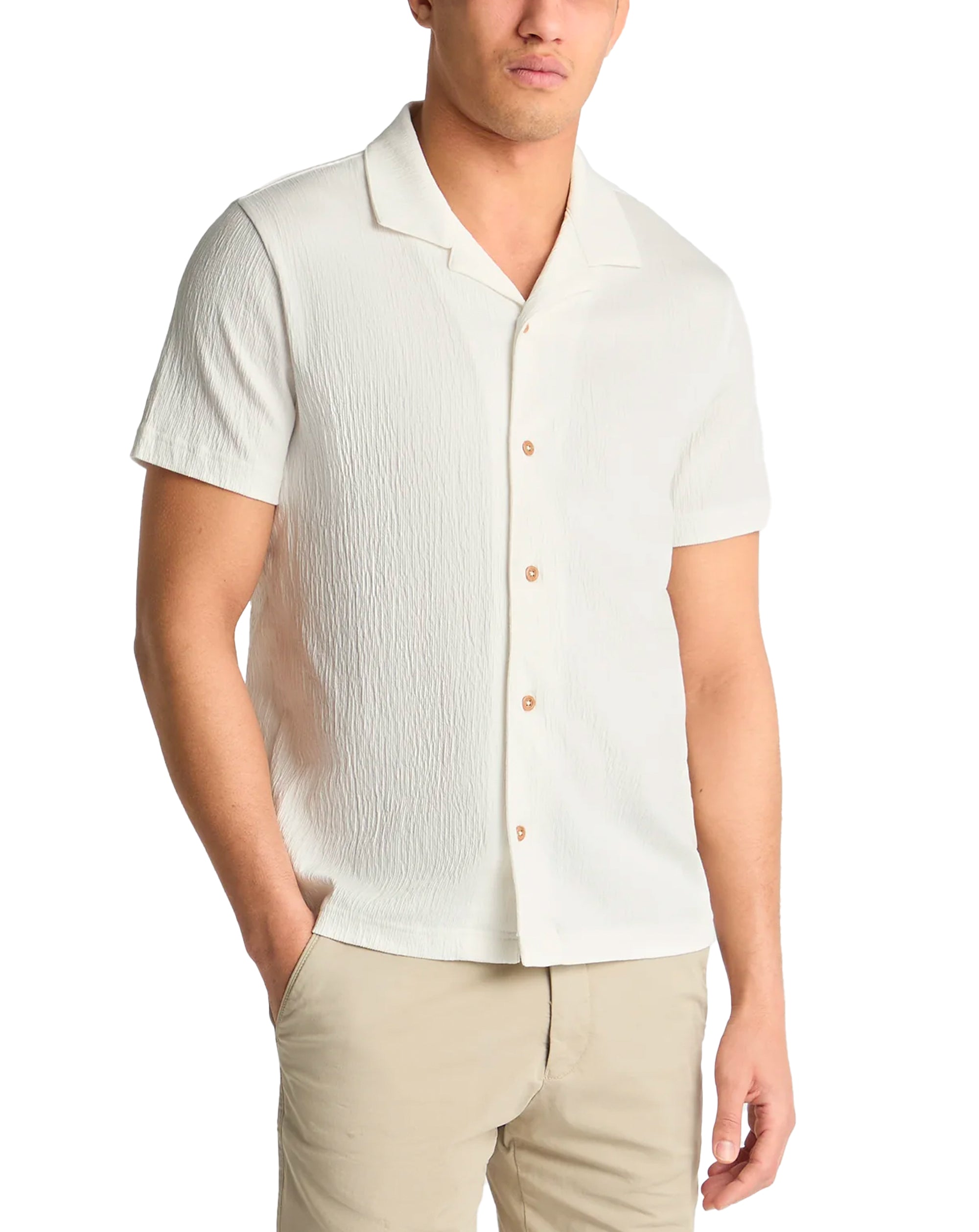 Remus Uomo Cuban collar shirt OFF WHITE