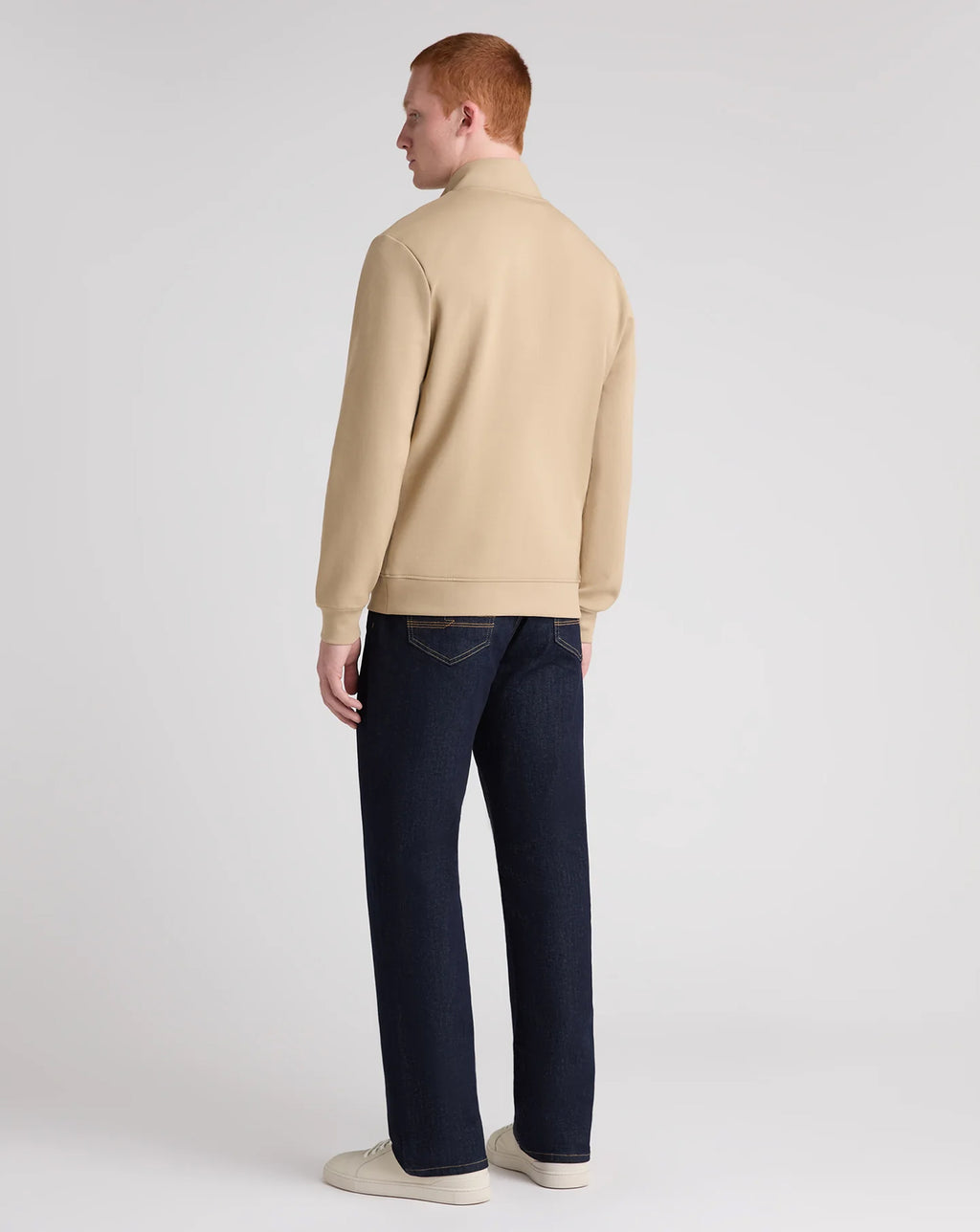 Remus Uomo Half Zip Long Sleeve Jersey Jumper STONE