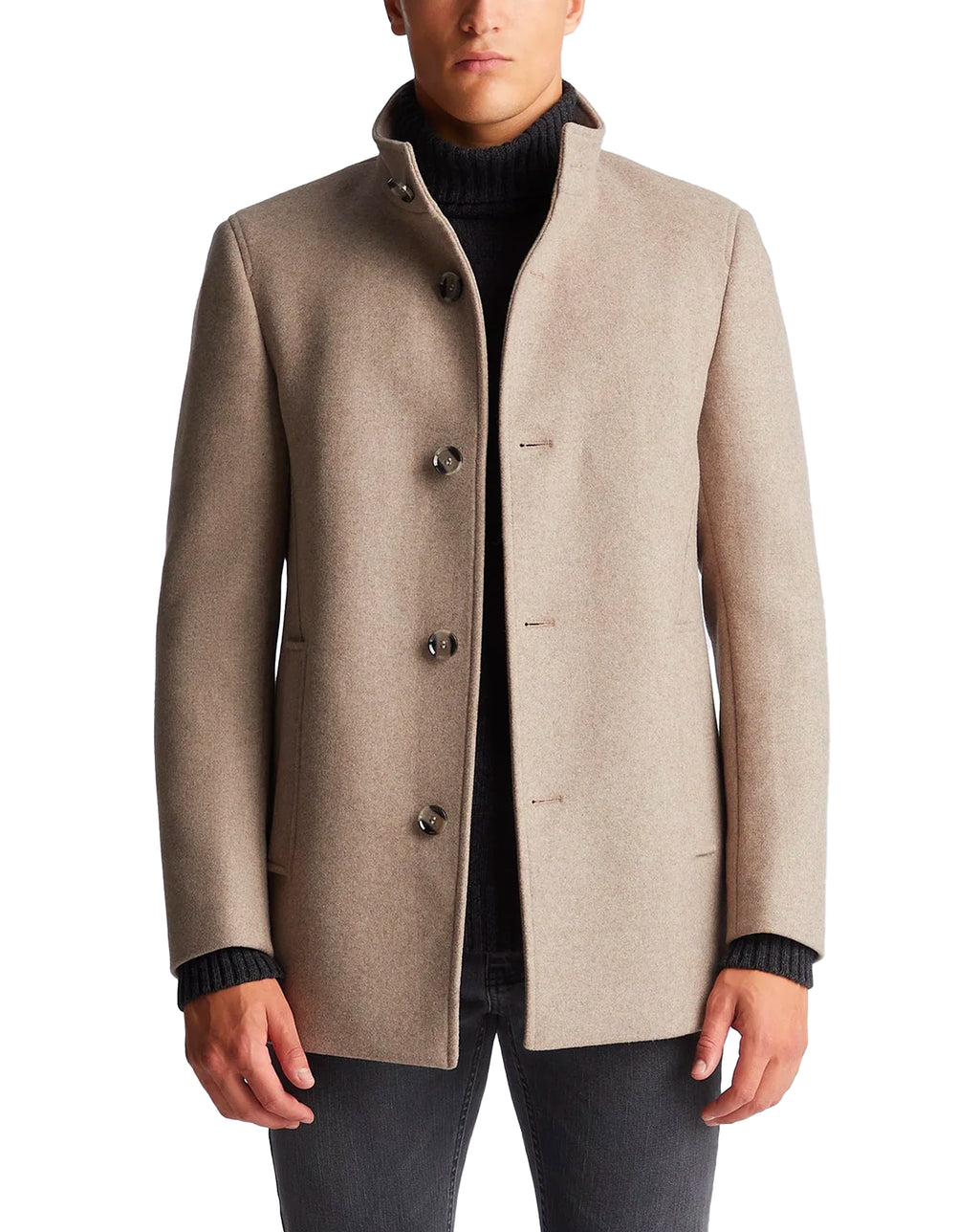 Remus Uomo Jonah Wool Rich Overcoat Beige