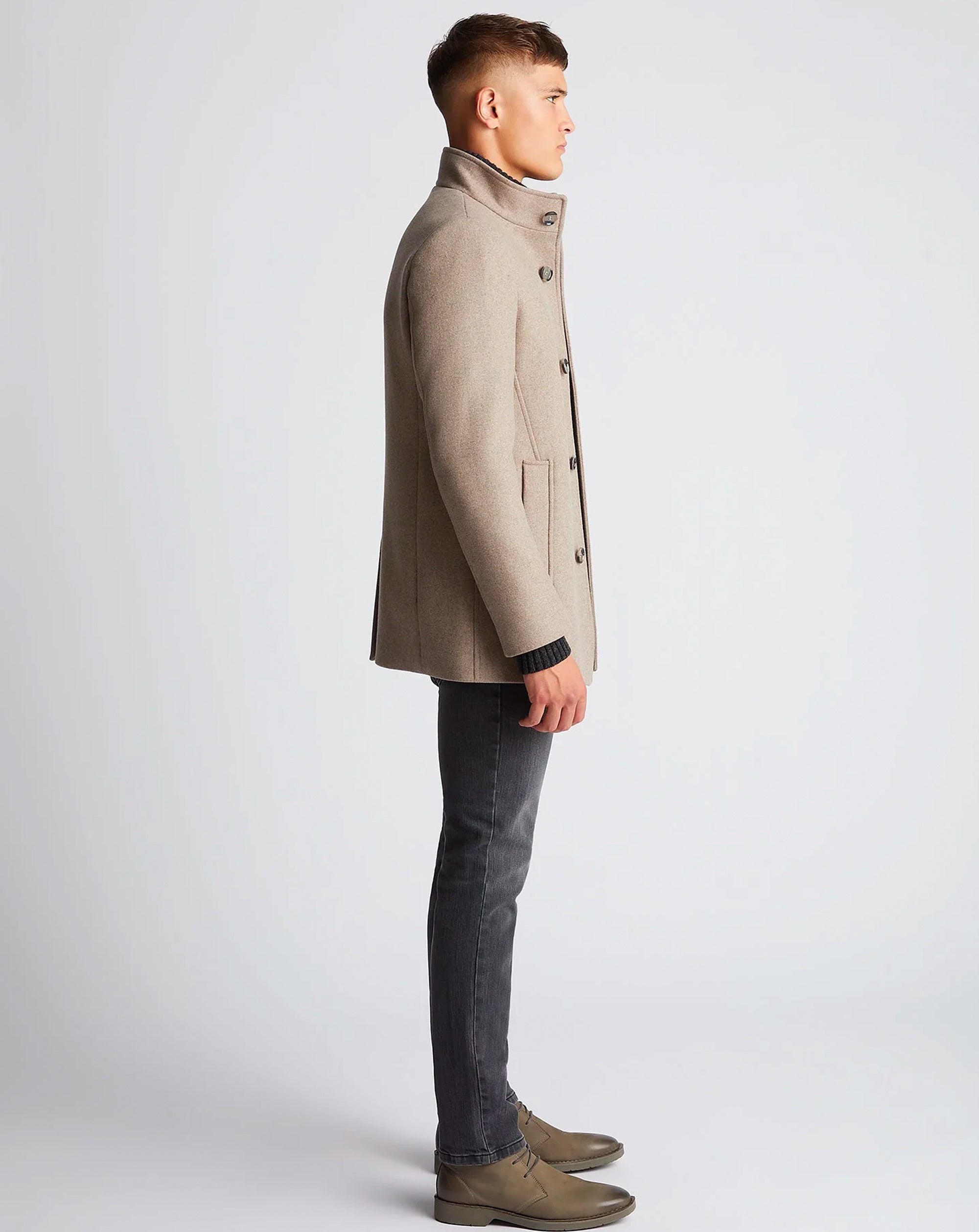 Remus Uomo Jonah Wool Rich Overcoat Beige