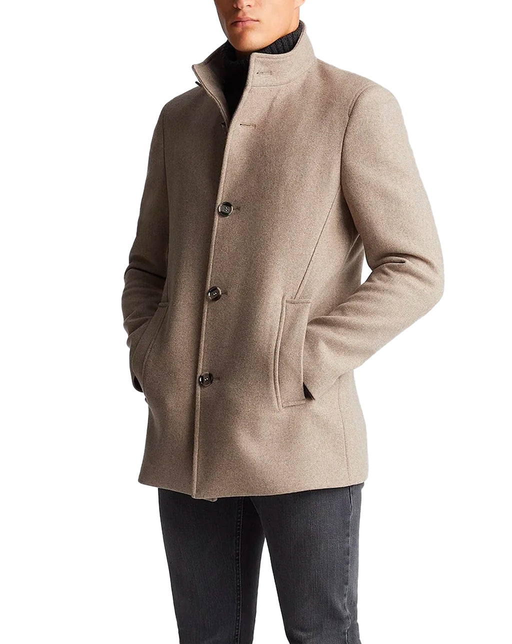Remus Uomo Jonah Wool Rich Overcoat Beige