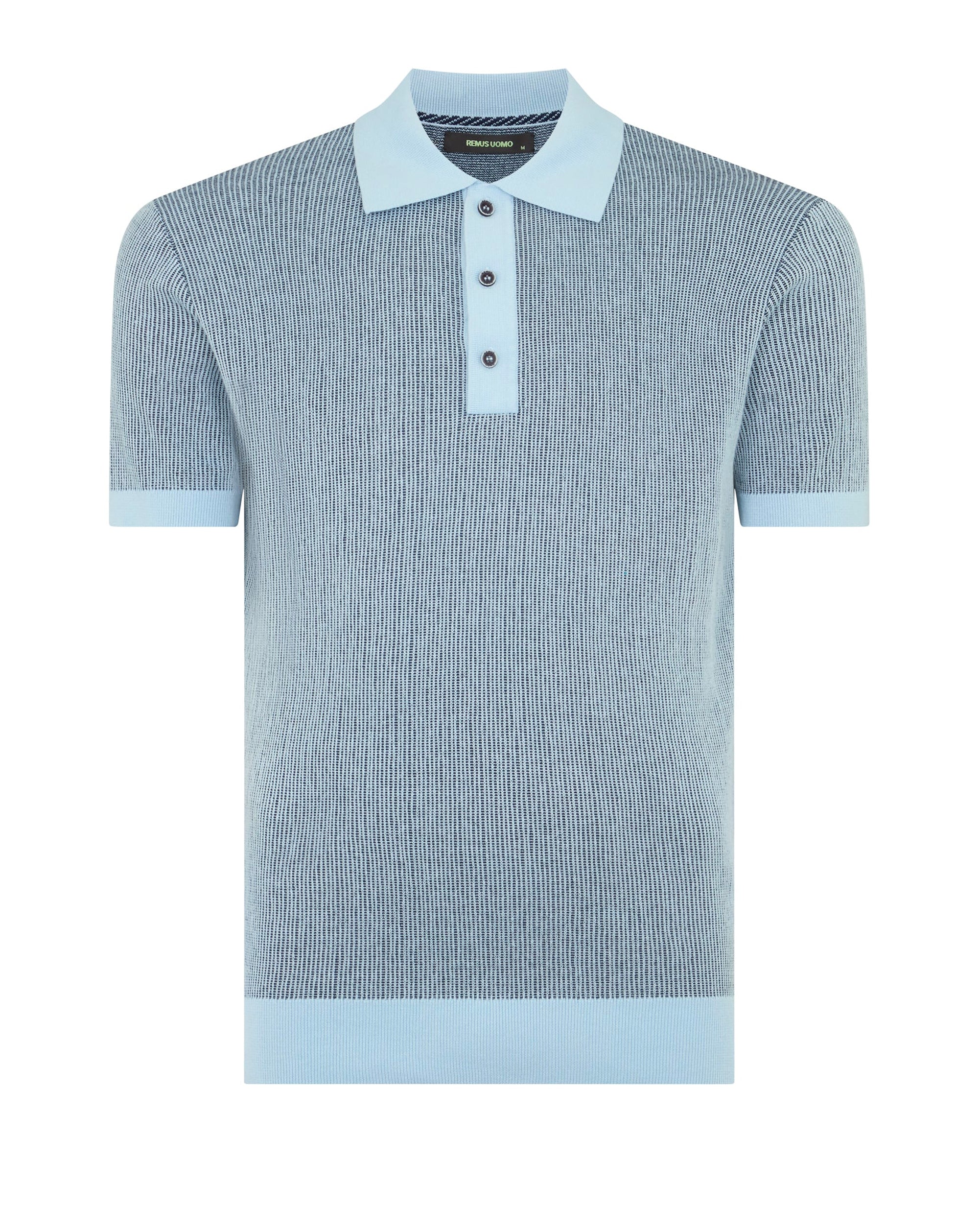 Remus Uomo Knitted Polo Shirt BLUE