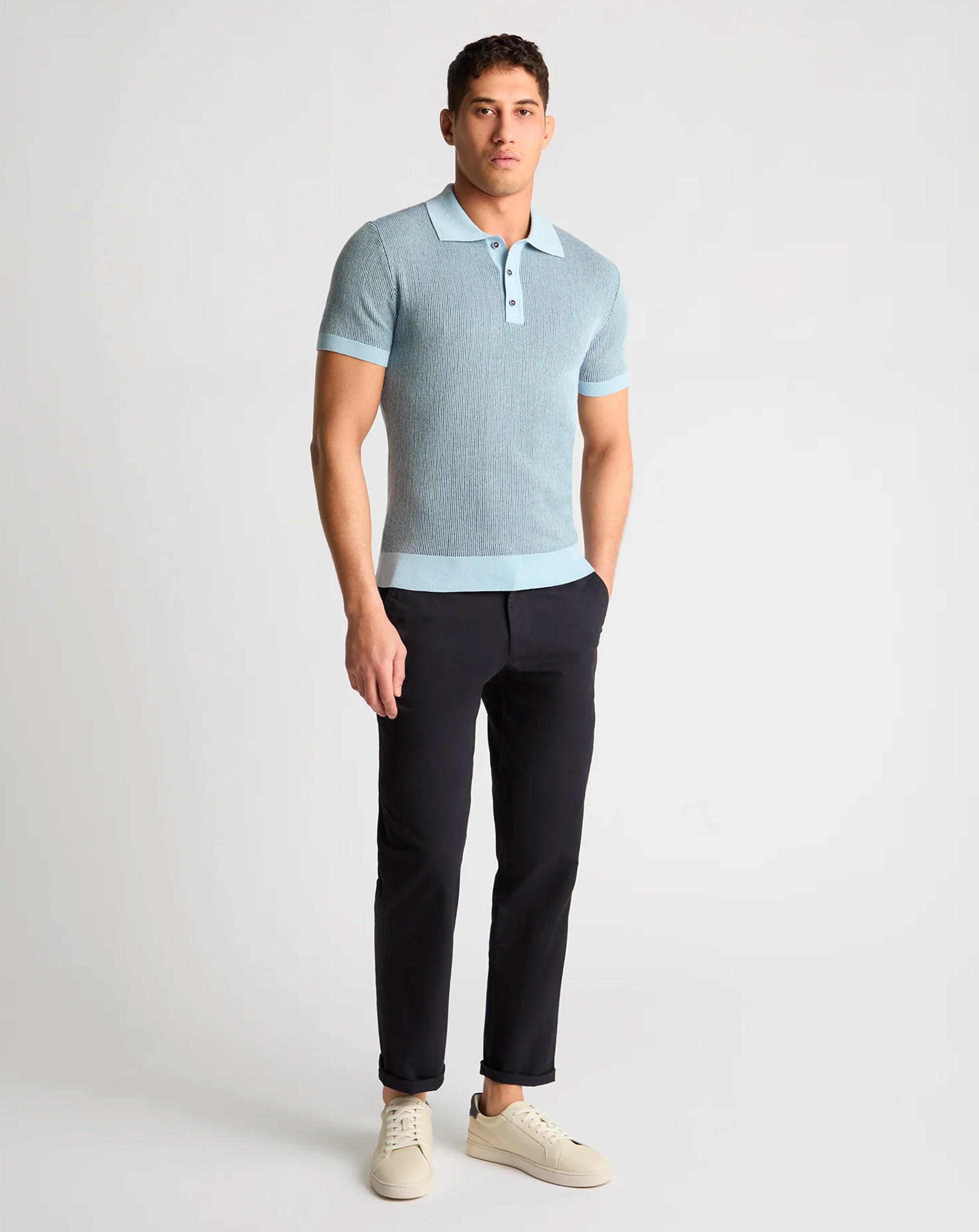 Remus Uomo Knitted Polo Shirt BLUE