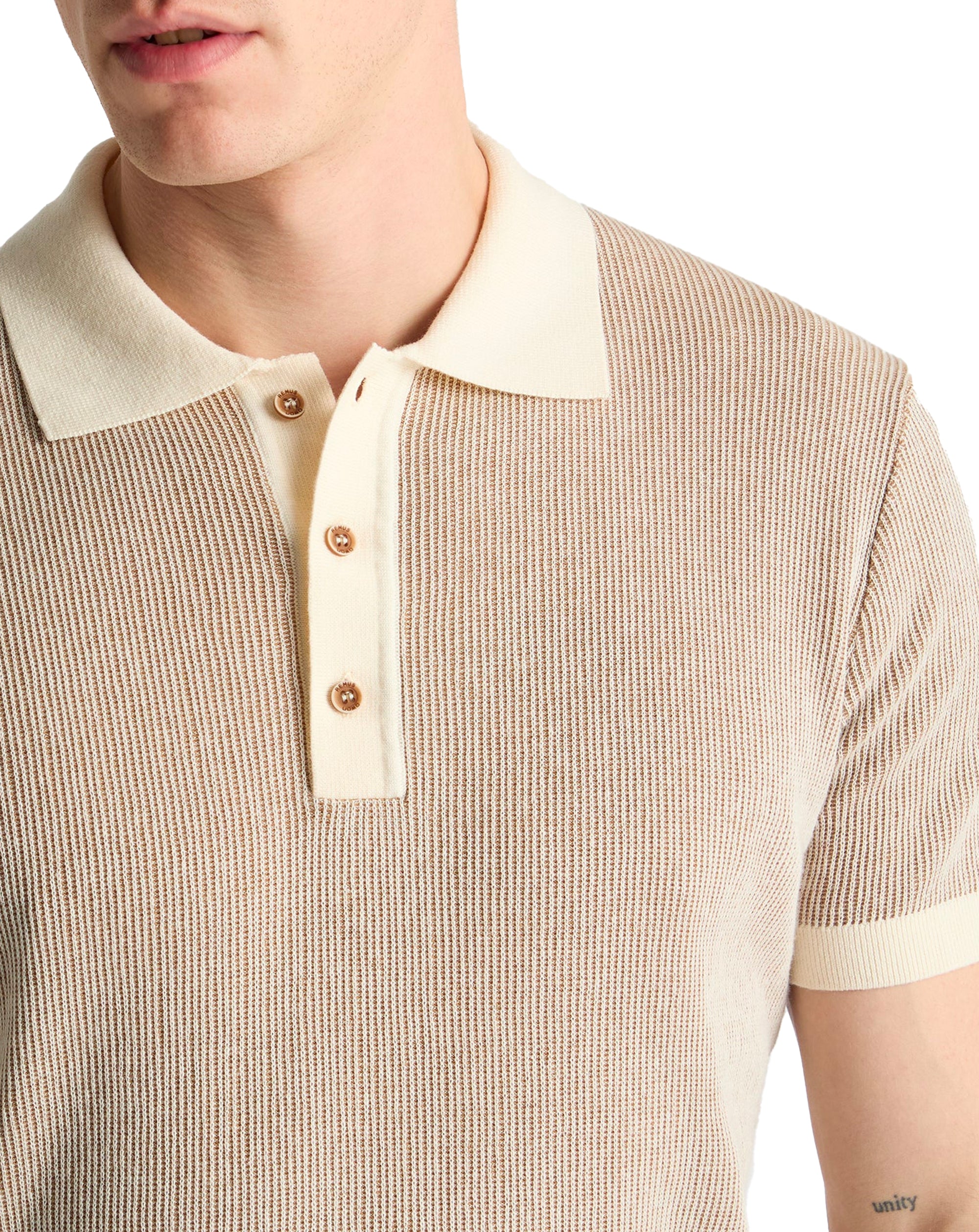 Remus Uomo Knitted Polo Shirt CREAM