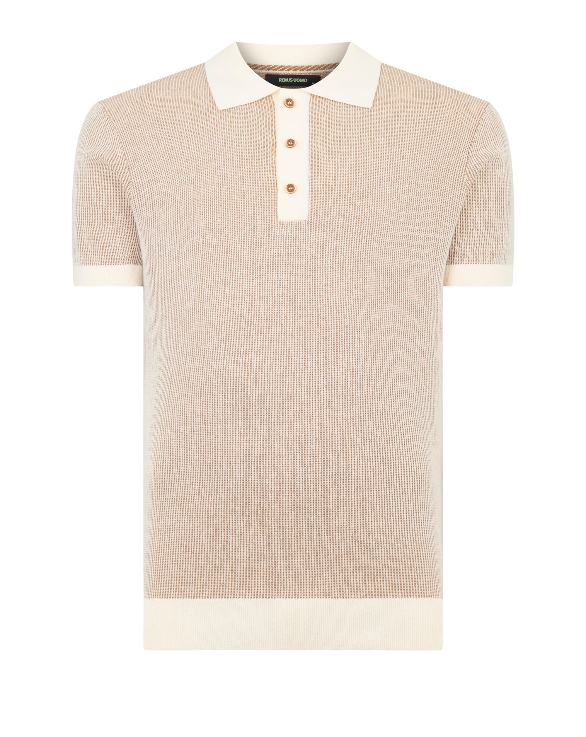 Remus Uomo Knitted Polo Shirt CREAM