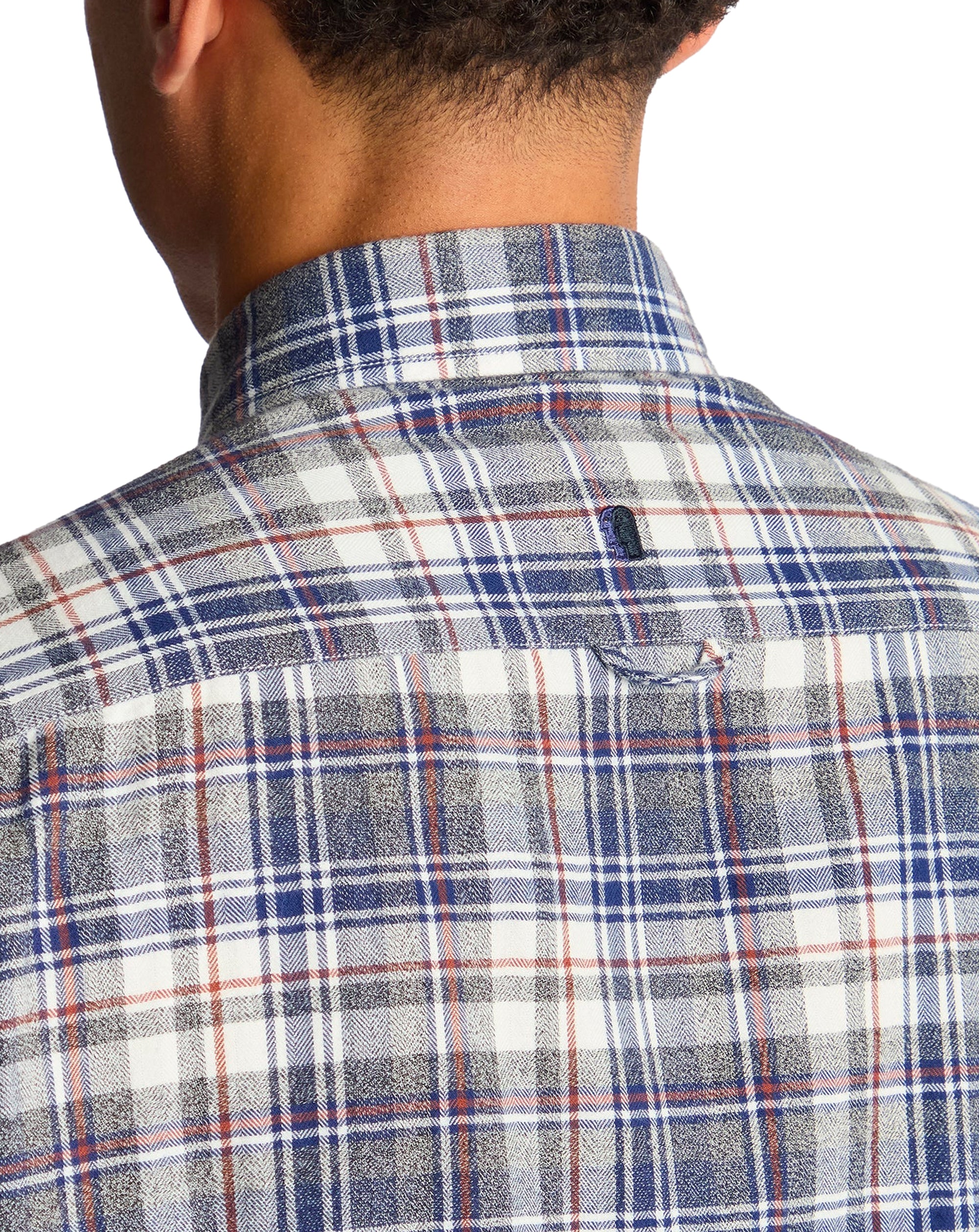 Remus Uomo Long Sleeve Flannel Check Shirt Dark Navy / White