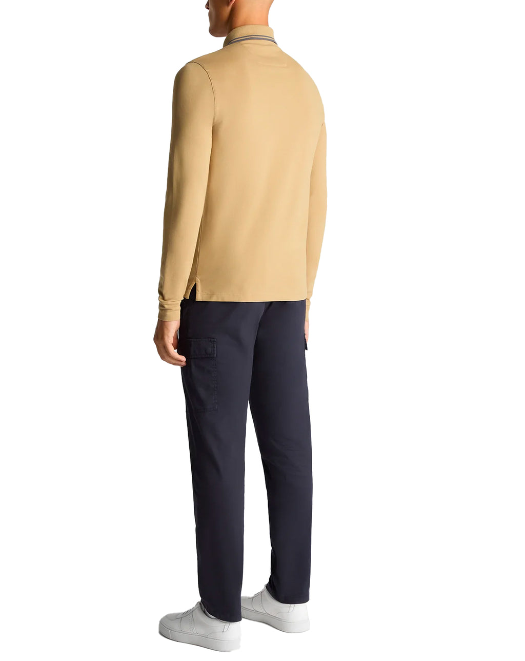 Remus Uomo Long Sleeve Polo Shirt Tan