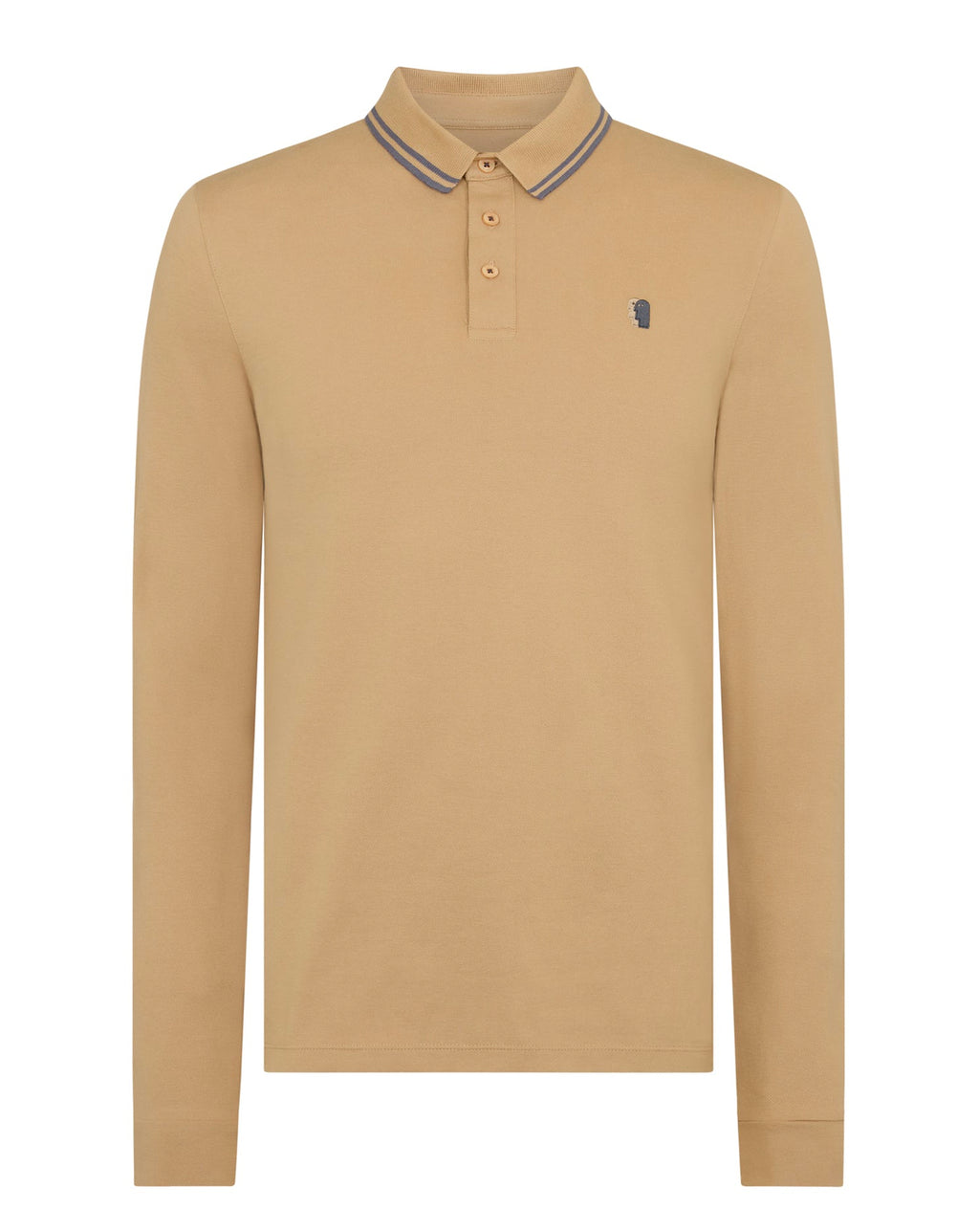 Remus Uomo Long Sleeve Polo Shirt Tan