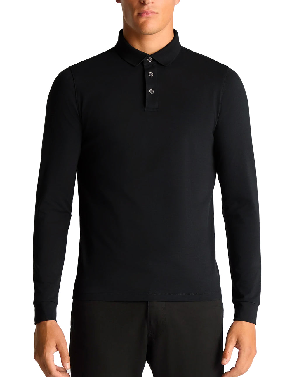 Remus Uomo Long sleeve polo shirt Black