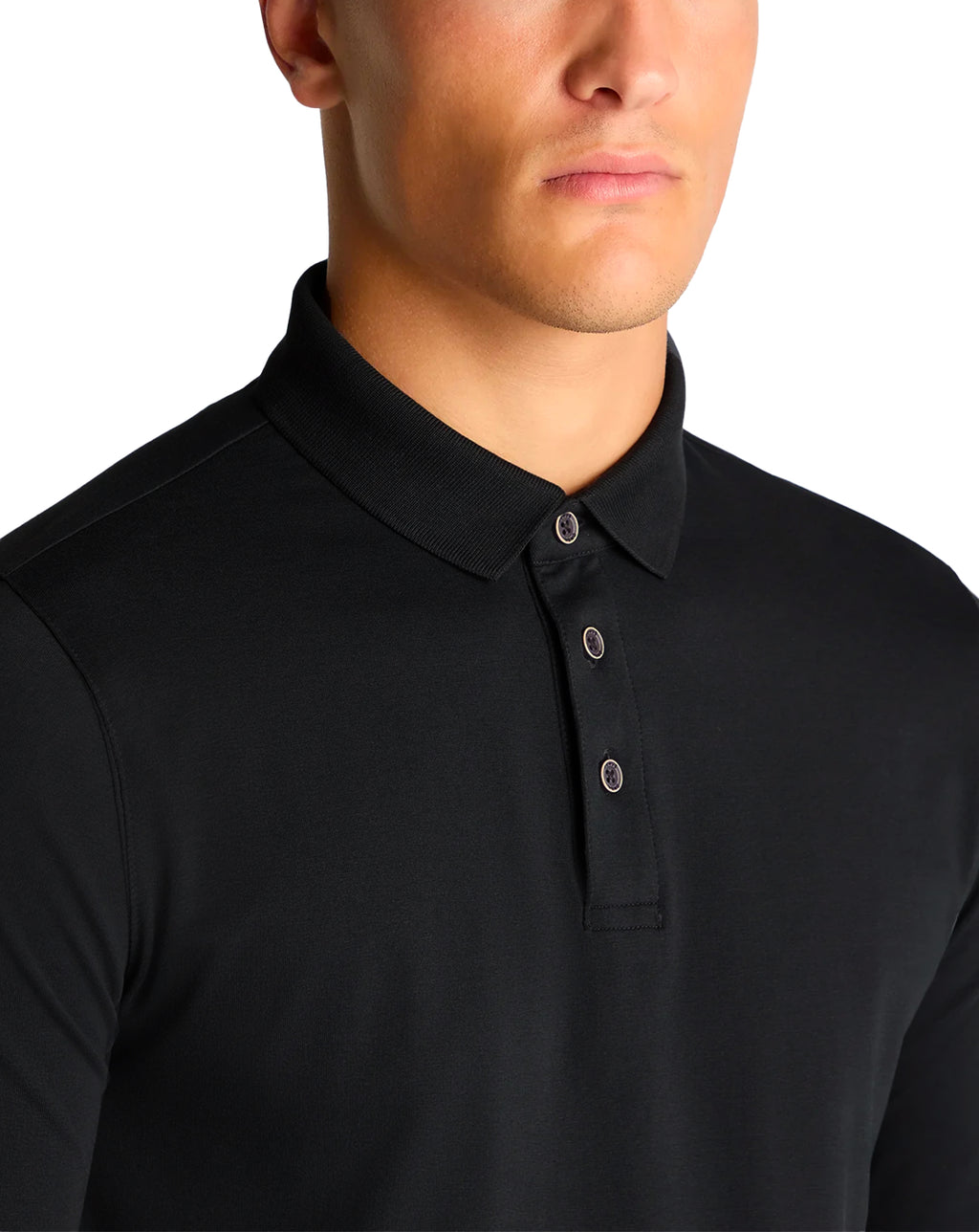 Remus Uomo Long sleeve polo shirt Black