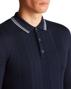 Remus Uomo Long Sleeve Knitted Polo Navy
