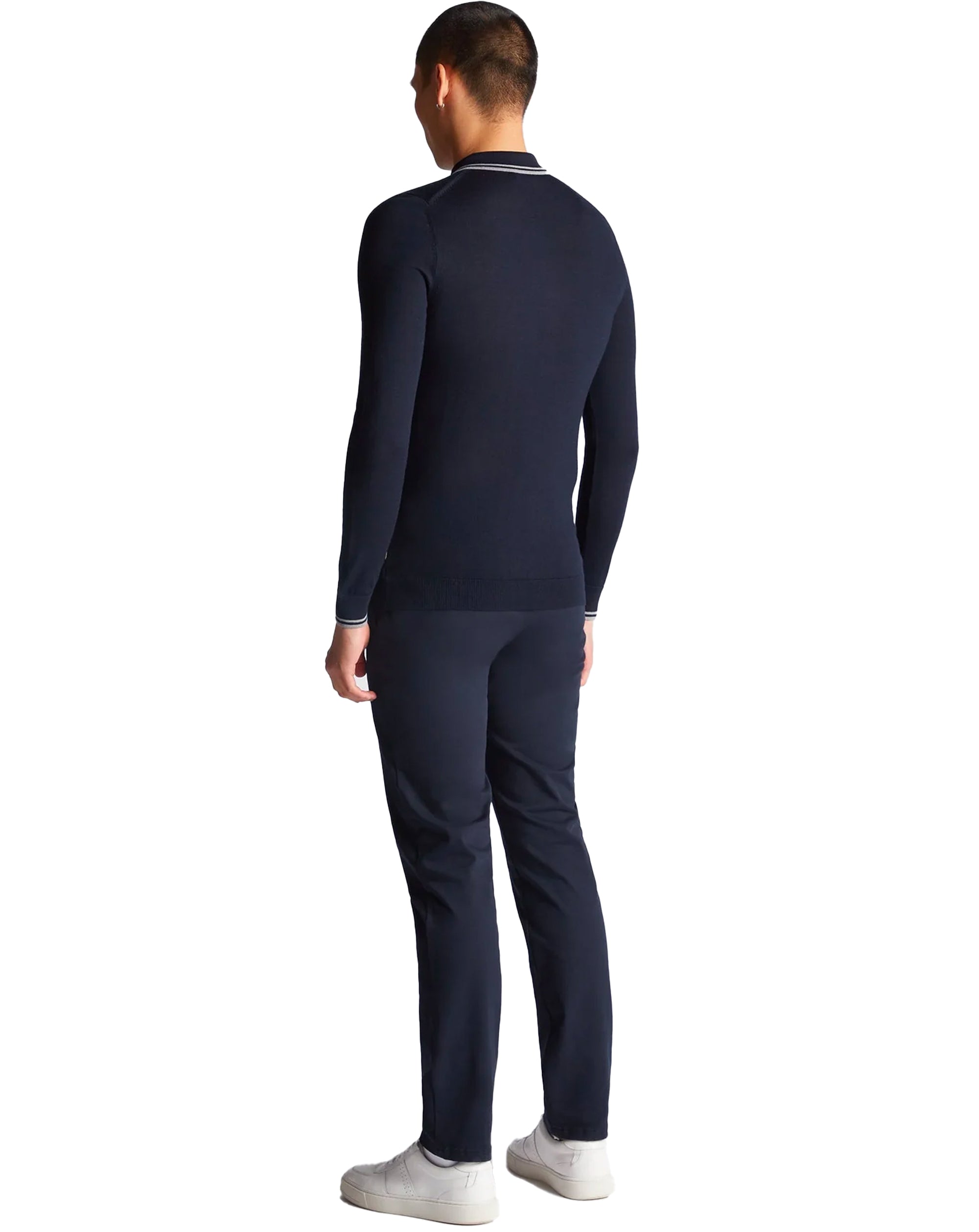 Remus Uomo Long Sleeve Knitted Polo Navy