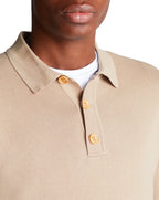 Remus Uomo Long Sleeve Polo Sweater Beige