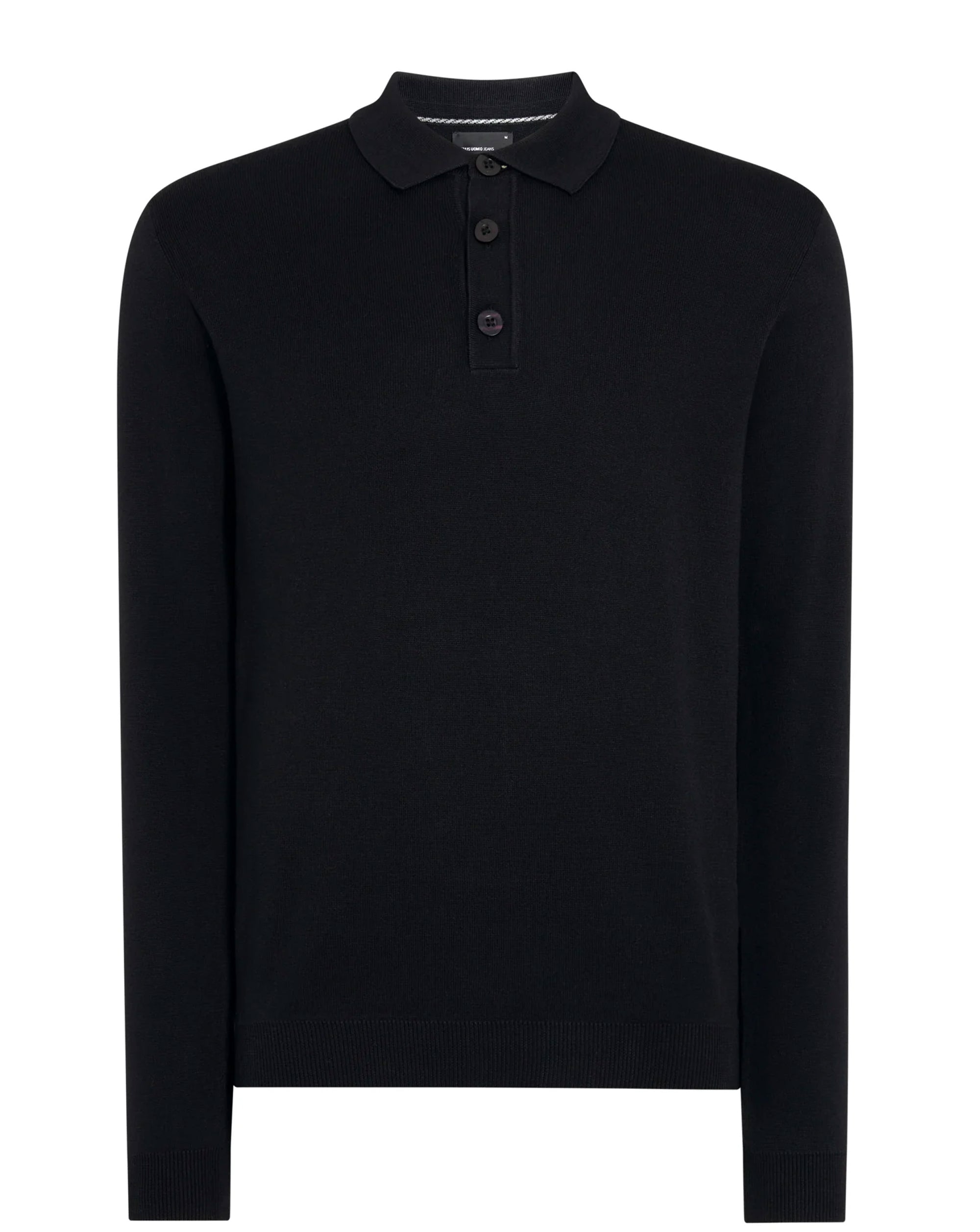 Remus Uomo Long Sleeve Polo Sweater Black