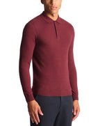 Remus Uomo Long Sleeve Knitted Polo Shirt Raspberry