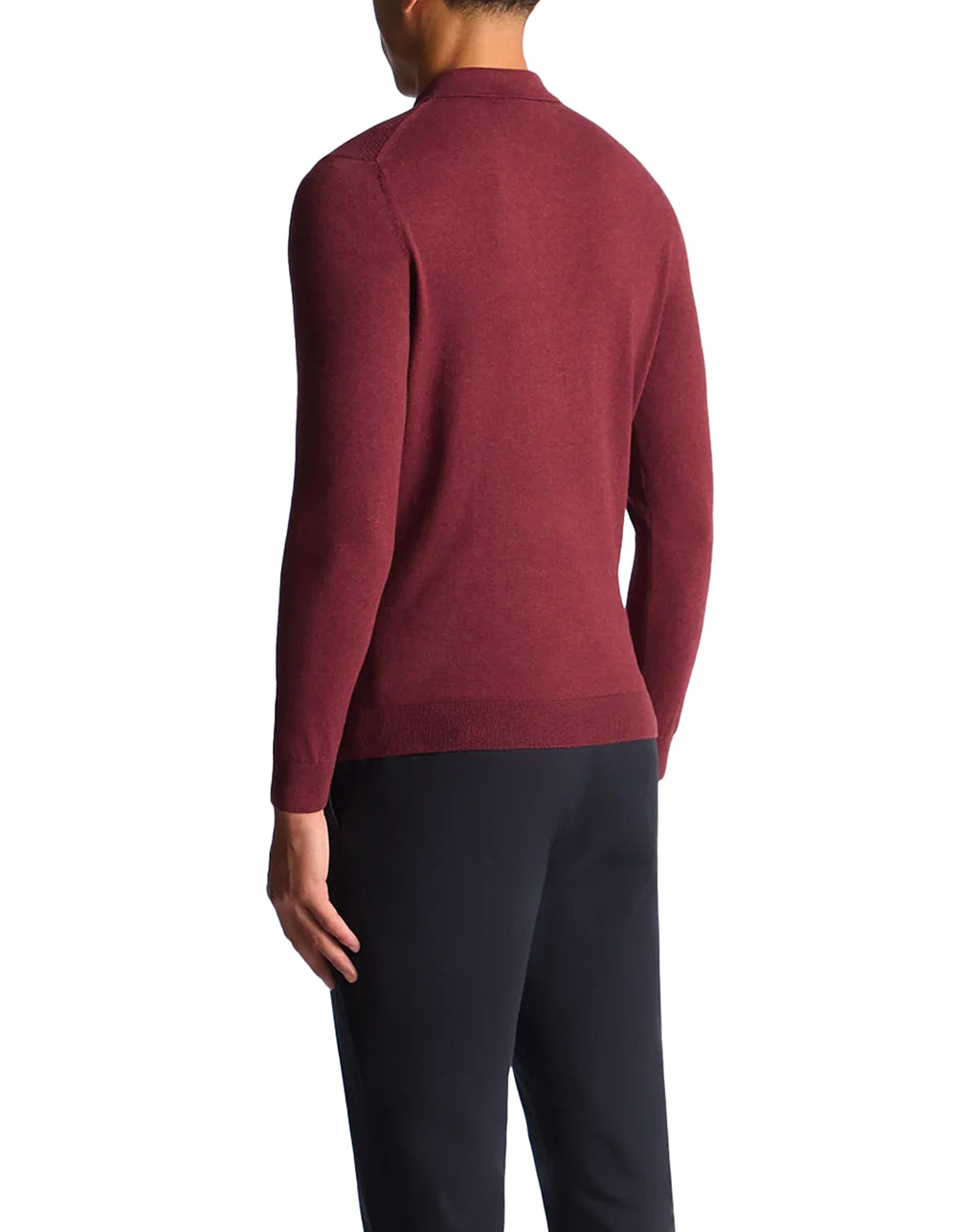 Remus Uomo Long Sleeve Knitted Polo Shirt Raspberry