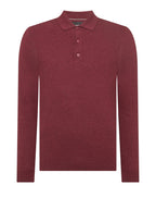 Remus Uomo Long Sleeve Knitted Polo Shirt Raspberry