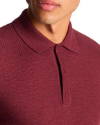 Remus Uomo Long Sleeve Knitted Polo Shirt Raspberry