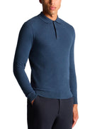 Remus Uomo Long Sleeve Knitted Polo Shirt Indigo