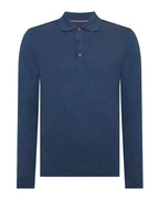 Remus Uomo Long Sleeve Knitted Polo Shirt Indigo