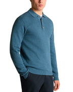 Remus Uomo Long Sleeve Polo Sweater Slate Blue