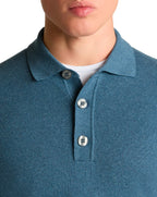 Remus Uomo Long Sleeve Polo Sweater Slate Blue
