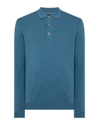 Remus Uomo Long Sleeve Polo Sweater Slate Blue