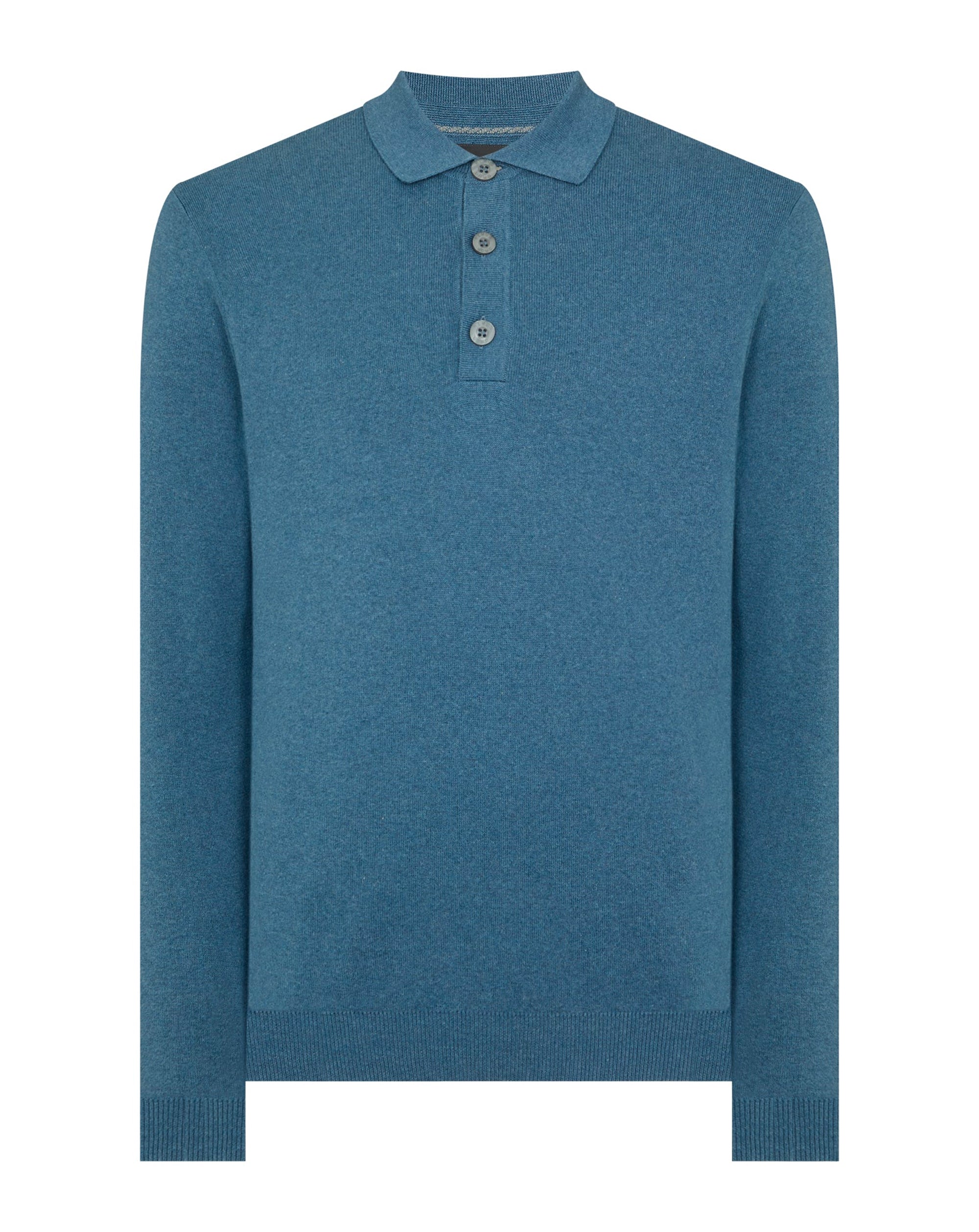 Remus Uomo Long Sleeve Polo Sweater Slate Blue