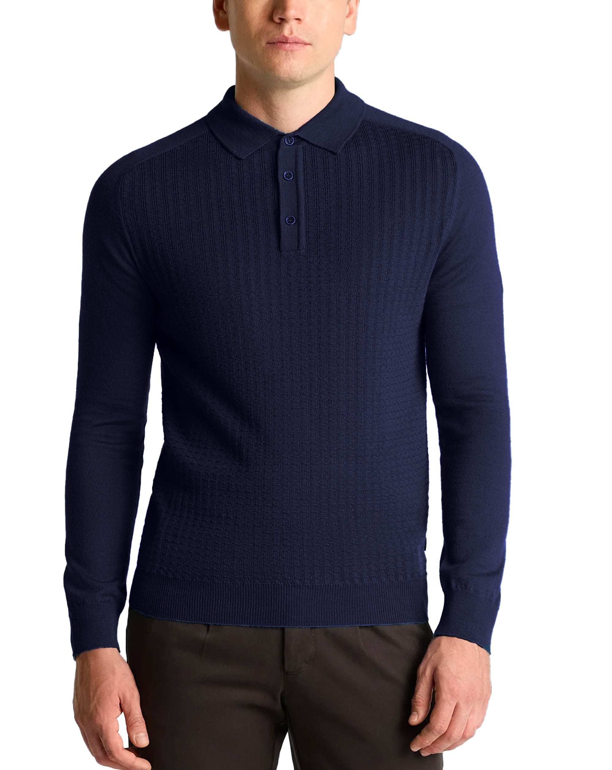 Remus Uomo Merino Wool-Blend Knit Polo Navy