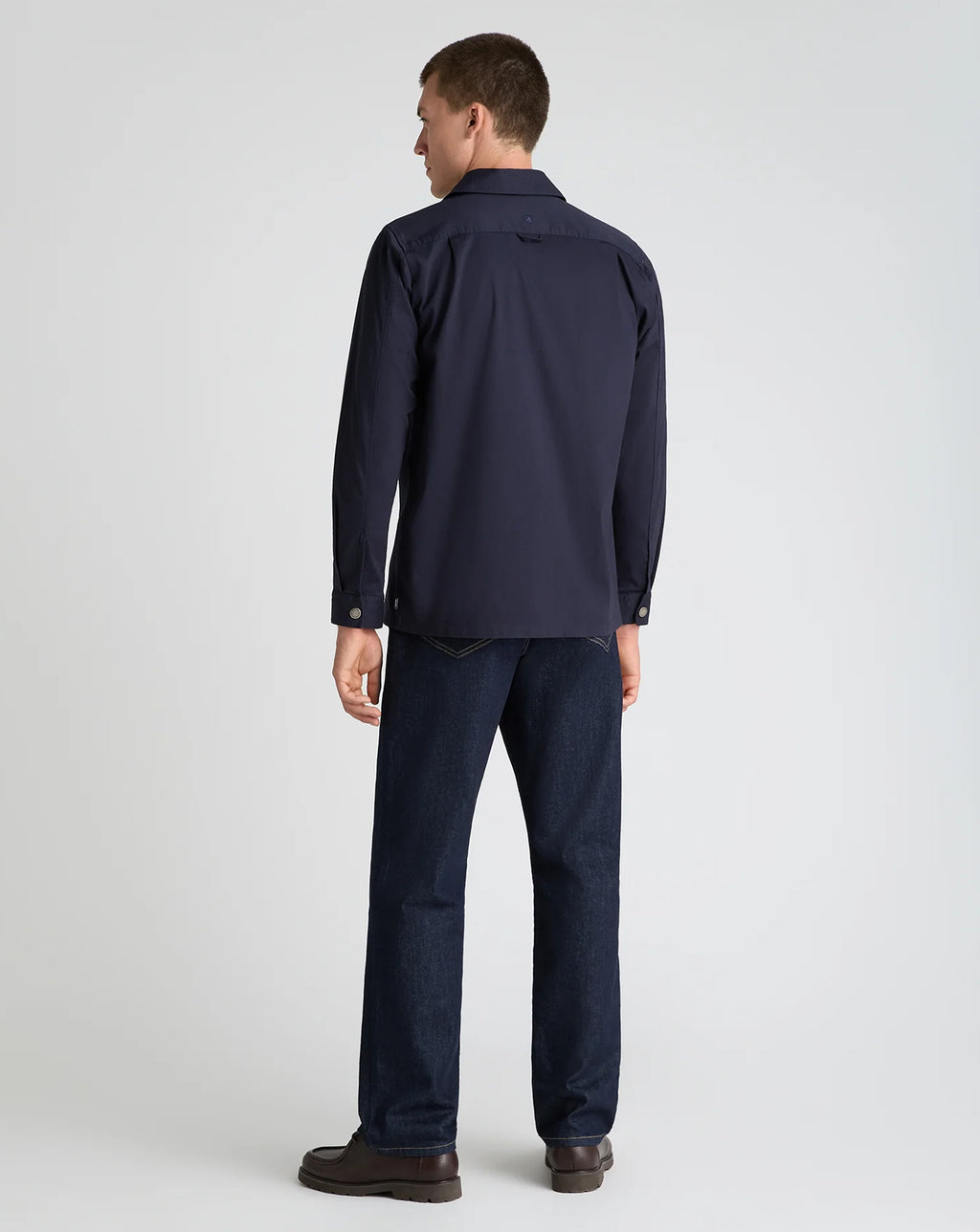 Remus Uomo Navy Collared Cotton Blend Shacket NAVY