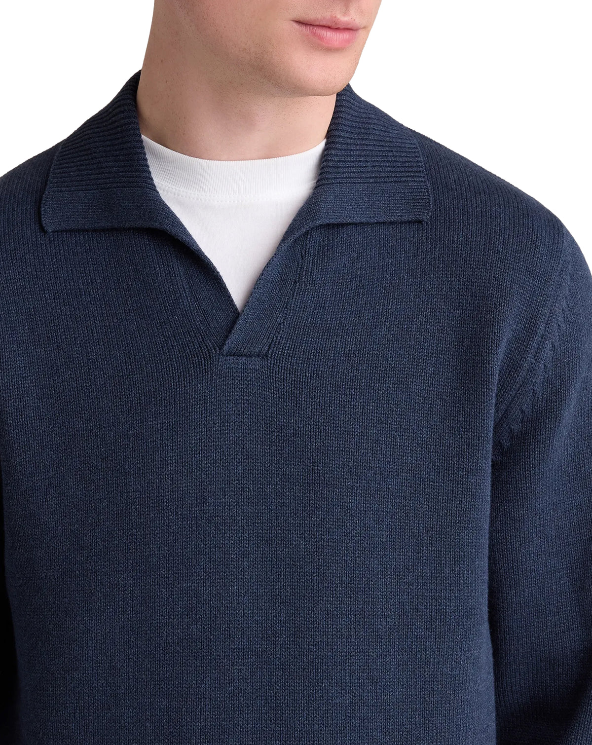 Remus Uomo Navy Collared V Neck Cotton Jumper
