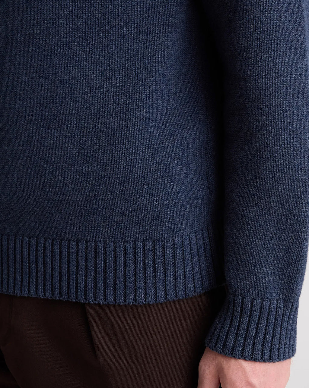 Remus Uomo Navy Collared V Neck Cotton Jumper