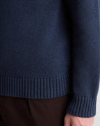 Remus Uomo Navy Collared V Neck Cotton Jumper