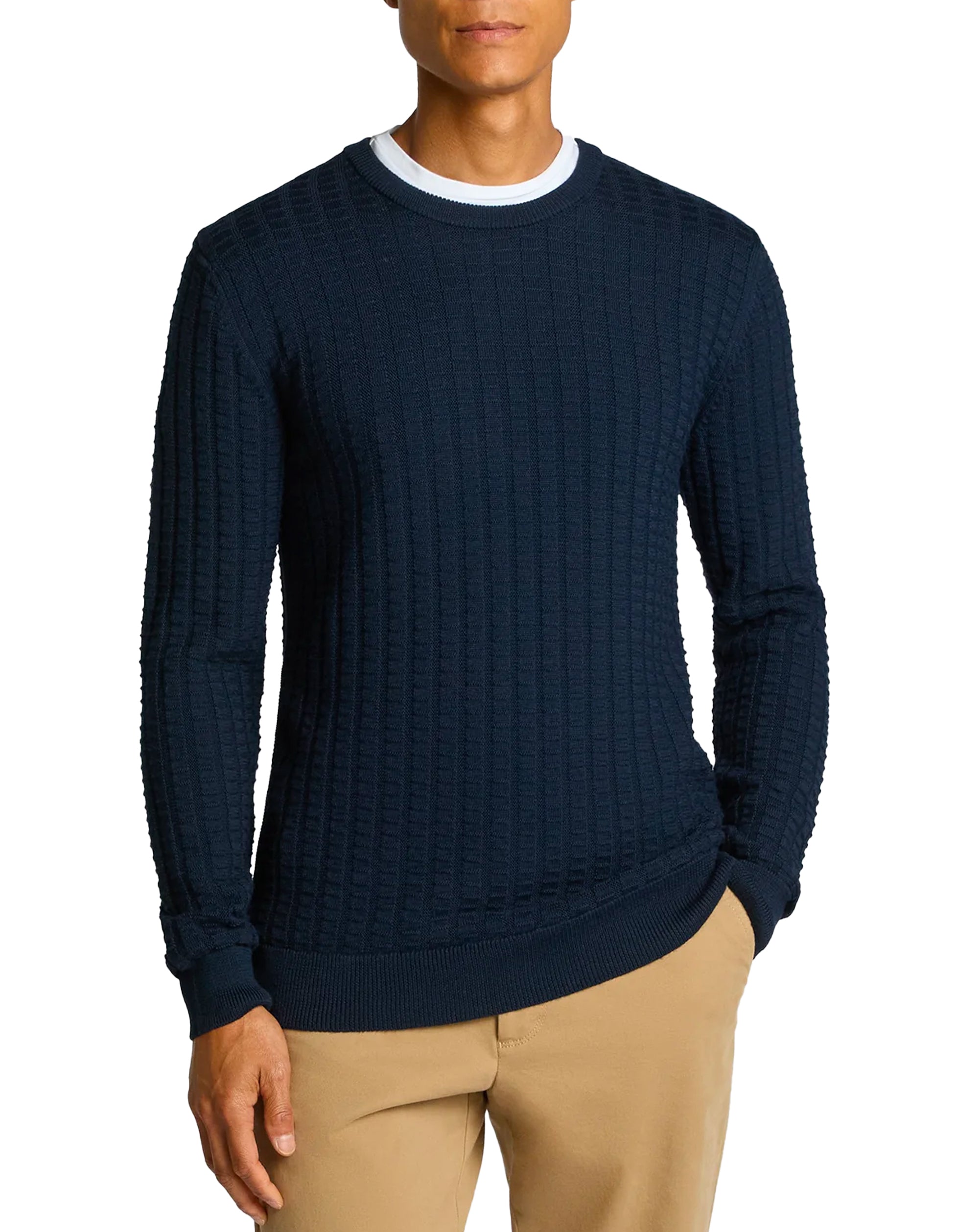 Remus Uomo Rib crew neck sweater NAVY