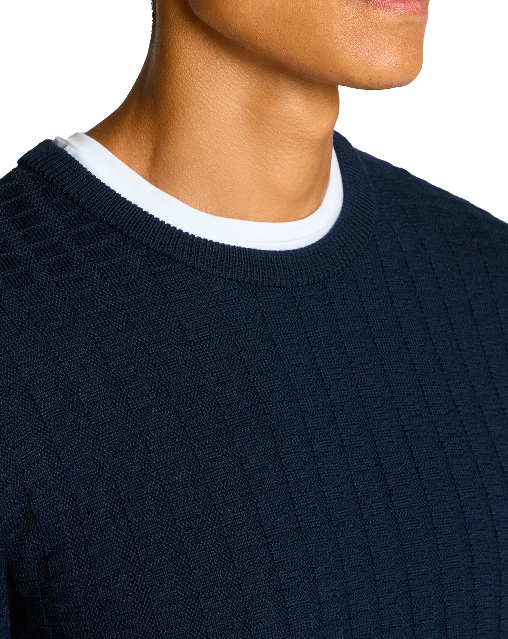Remus Uomo Rib crew neck sweater NAVY