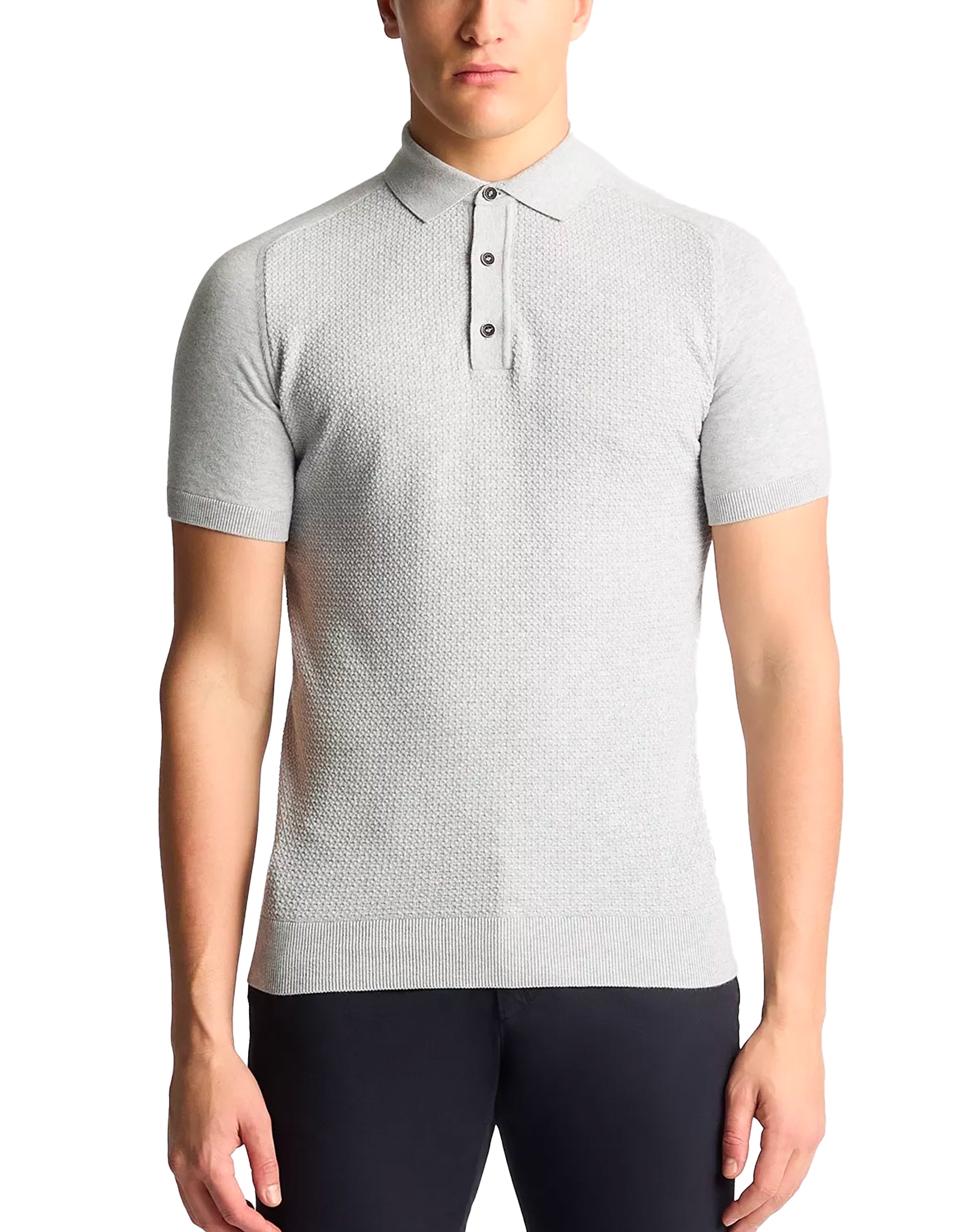 Remus Uomo Short Sleeve Knit Polo Grey