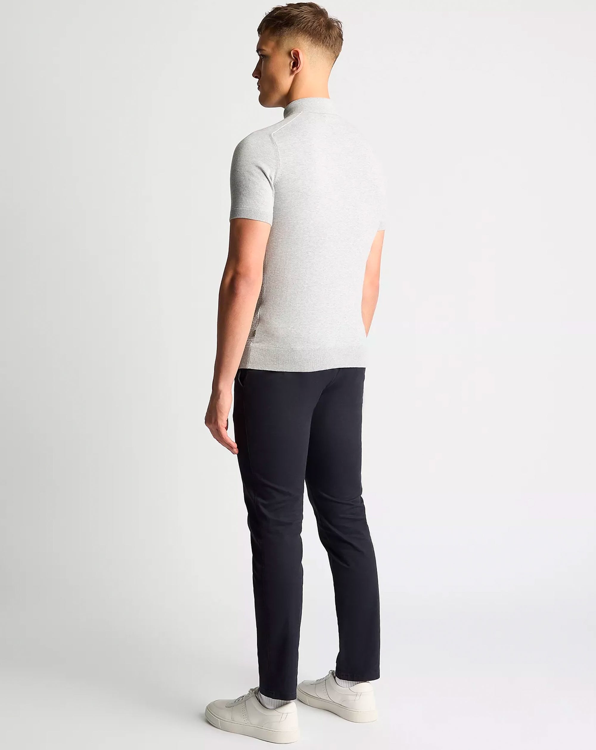 Remus Uomo Short Sleeve Knit Polo Grey