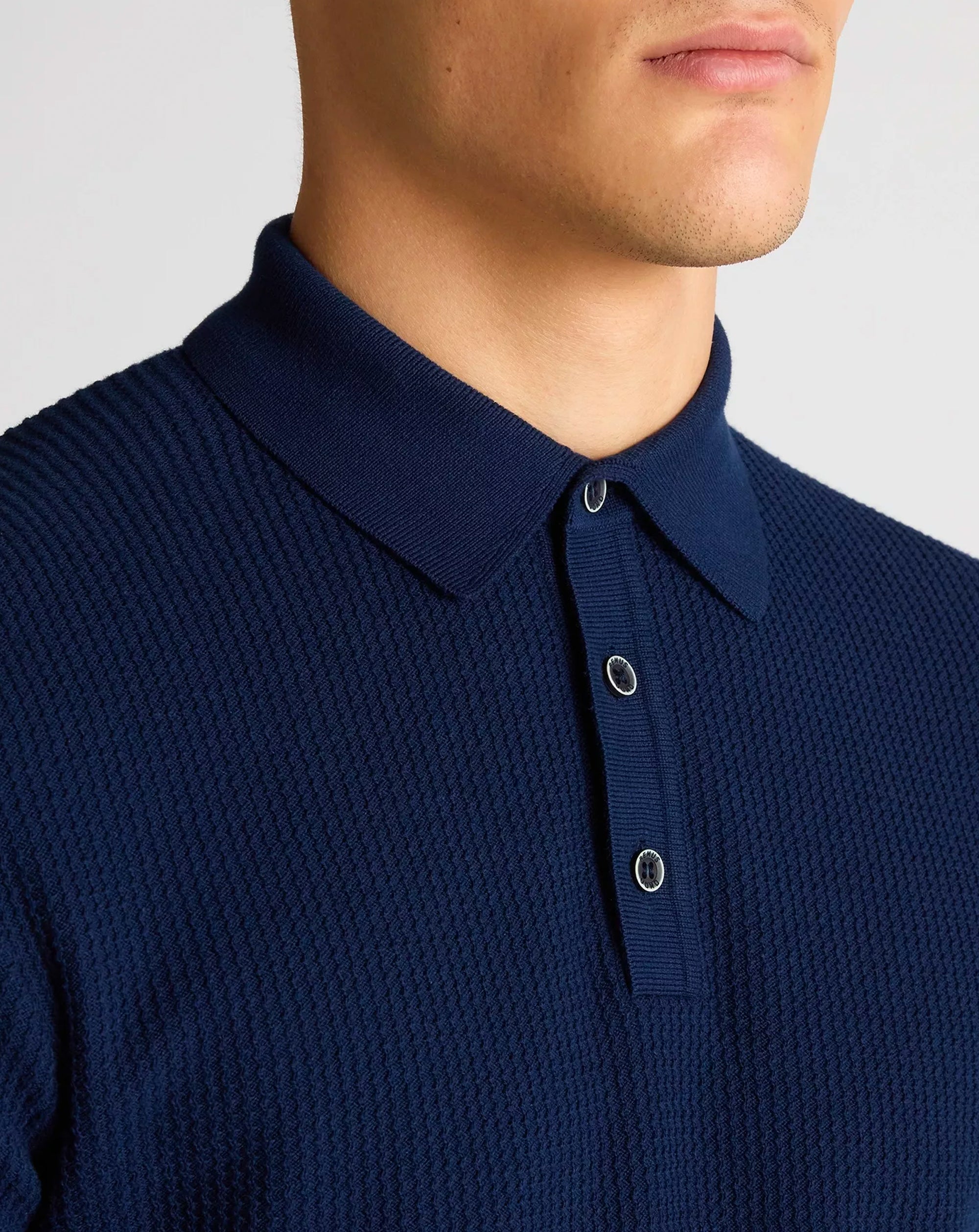 Remus Uomo Short Sleeve Knit Polo Shirt Dark Blue
