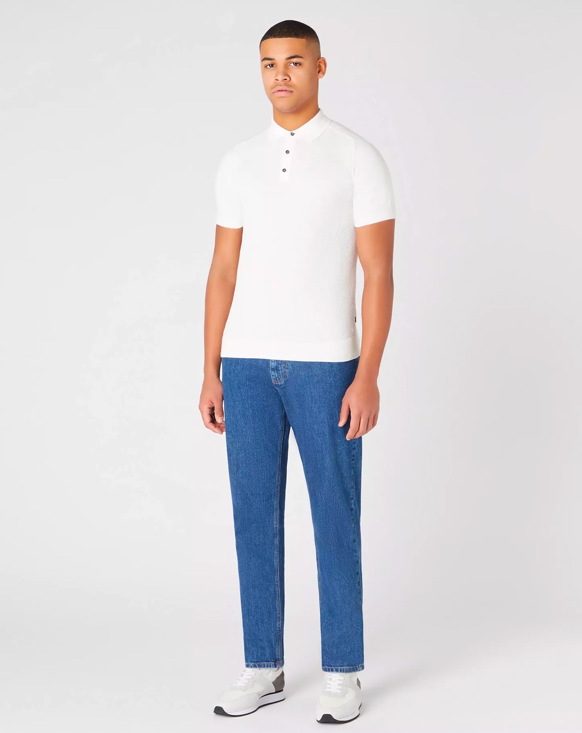 Remus Uomo Short Sleeve Knit Polo Ecru