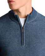 Remus Uomo Two-Tone Half-Zip Knit Sweater Blue
